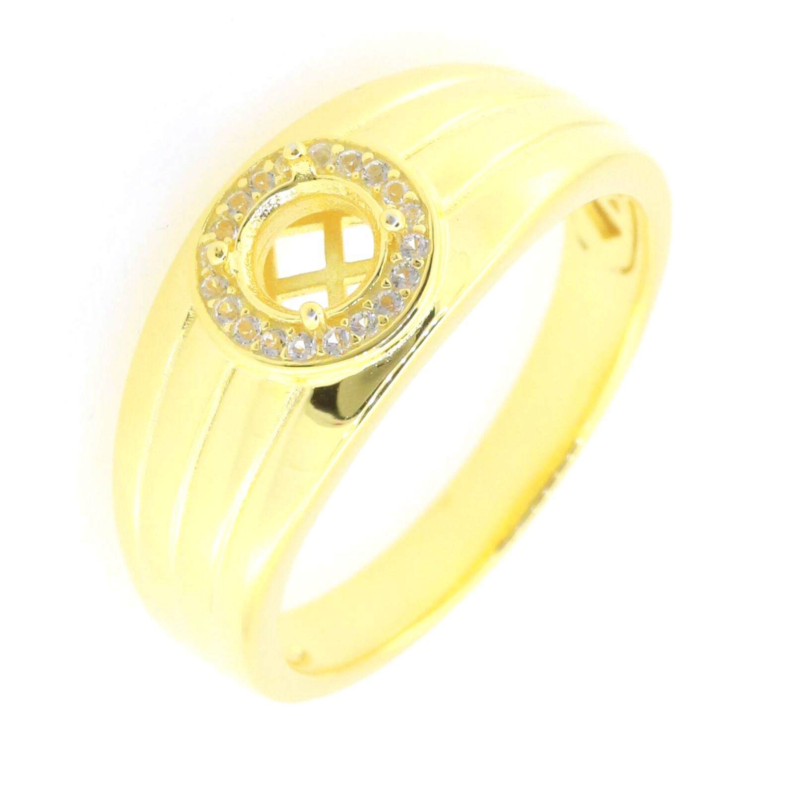 Men's Sterling Silver Semi Mount Ring Setting Round RD 6x6mm Halo Band Solid - Syzjewelry