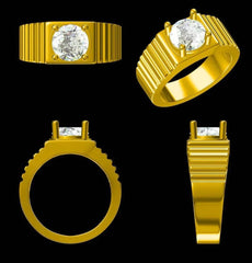 Men's Semi Mount Ring Setting Round RD 9x9mm Platinium + 18K Yellow Gallery - Syzjewelry