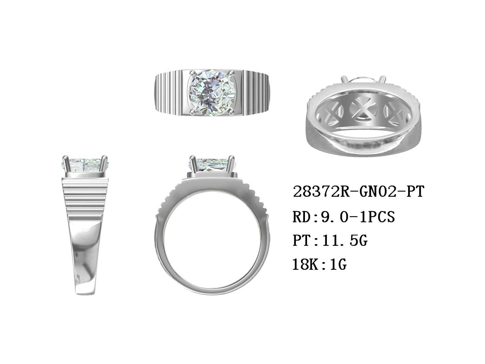 Men's Semi Mount Ring Setting Round RD 9x9mm Platinium + 18K Yellow Gallery - Syzjewelry