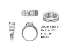 Men's Semi Mount Ring Setting Round RD 9x9mm Platinium + 18K Yellow Gallery - Syzjewelry