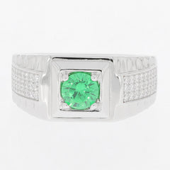 Men's Sterling Silver Semi Mount Ring Setting Round RD 5x5mm White Topaz - Syzjewelry