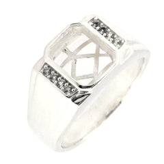 Men's Ring Settings Sterling Silver Ring Mounting Emerald OCT 10X8mm Bezel Set - Syzjewelry