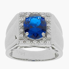 Men's Sterling Silver Semi Mount Ring Setting OV 10X8mm Halo Accent - Syzjewelry