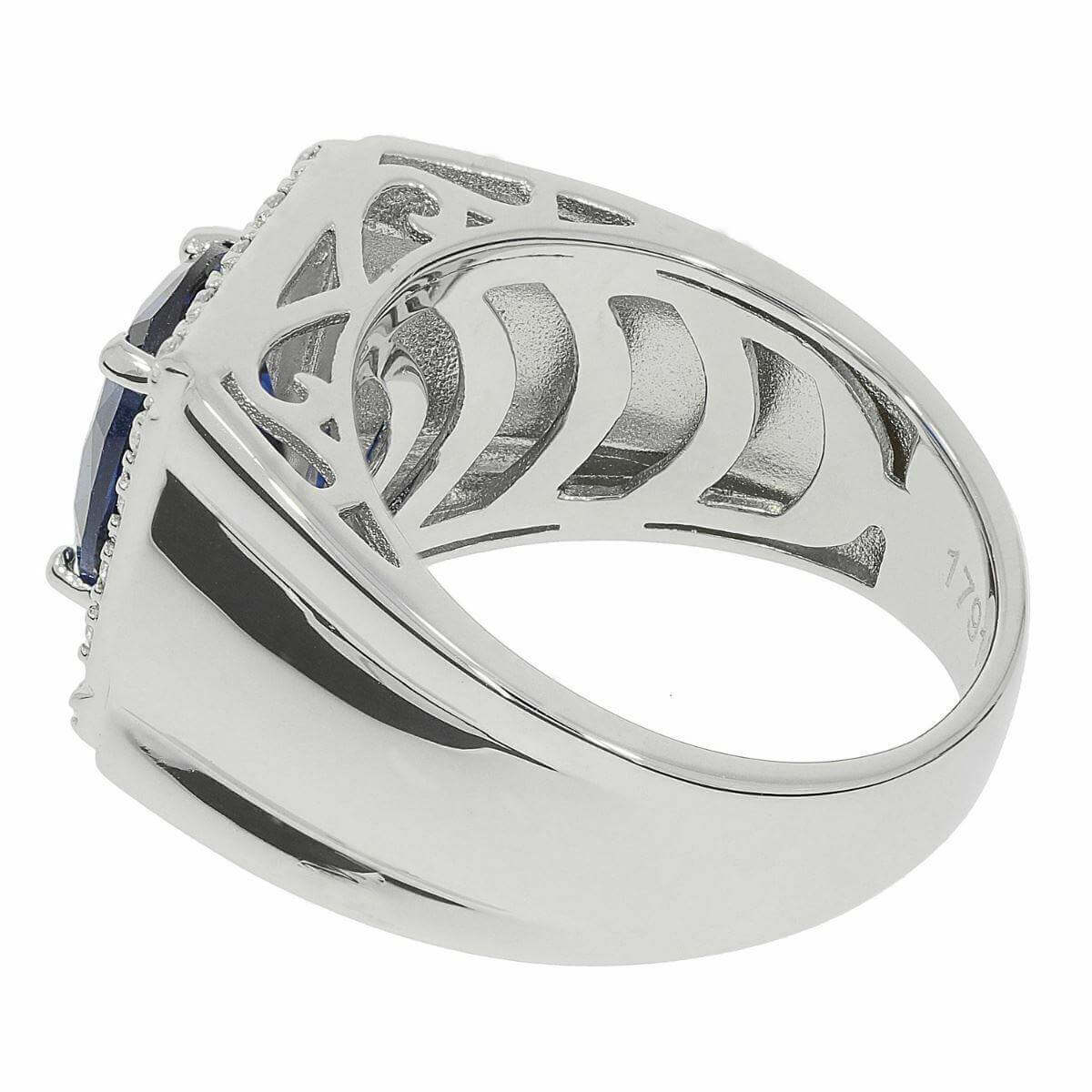 Men's Sterling Silver Semi Mount Ring Setting OV 10X8mm Halo Accent - Syzjewelry