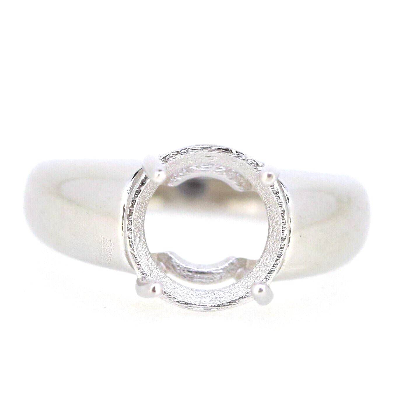 Men's Sterling Silver Semi Mount Ring Setting Round RD 11x11mm Male - Syzjewelry