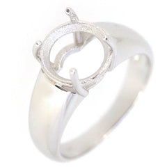 Men's Sterling Silver Semi Mount Ring Setting Round RD 11x11mm Male - Syzjewelry