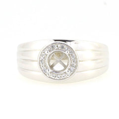 Men's Sterling Silver Semi Mount Ring Setting Round RD 6x6mm Halo Band Solid - Syzjewelry