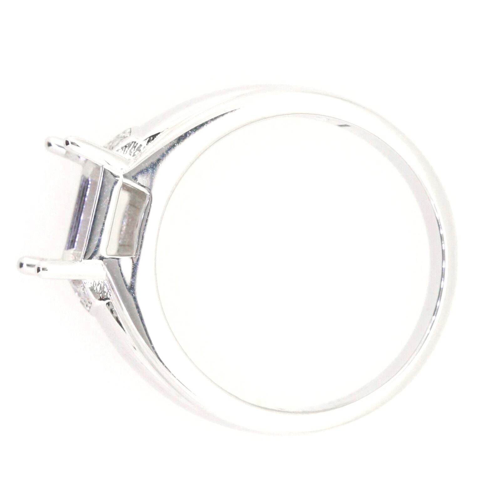 Men's Sterling Silver Semi Mount Ring Setting Emerald OCT 8X8mm - Syzjewelry