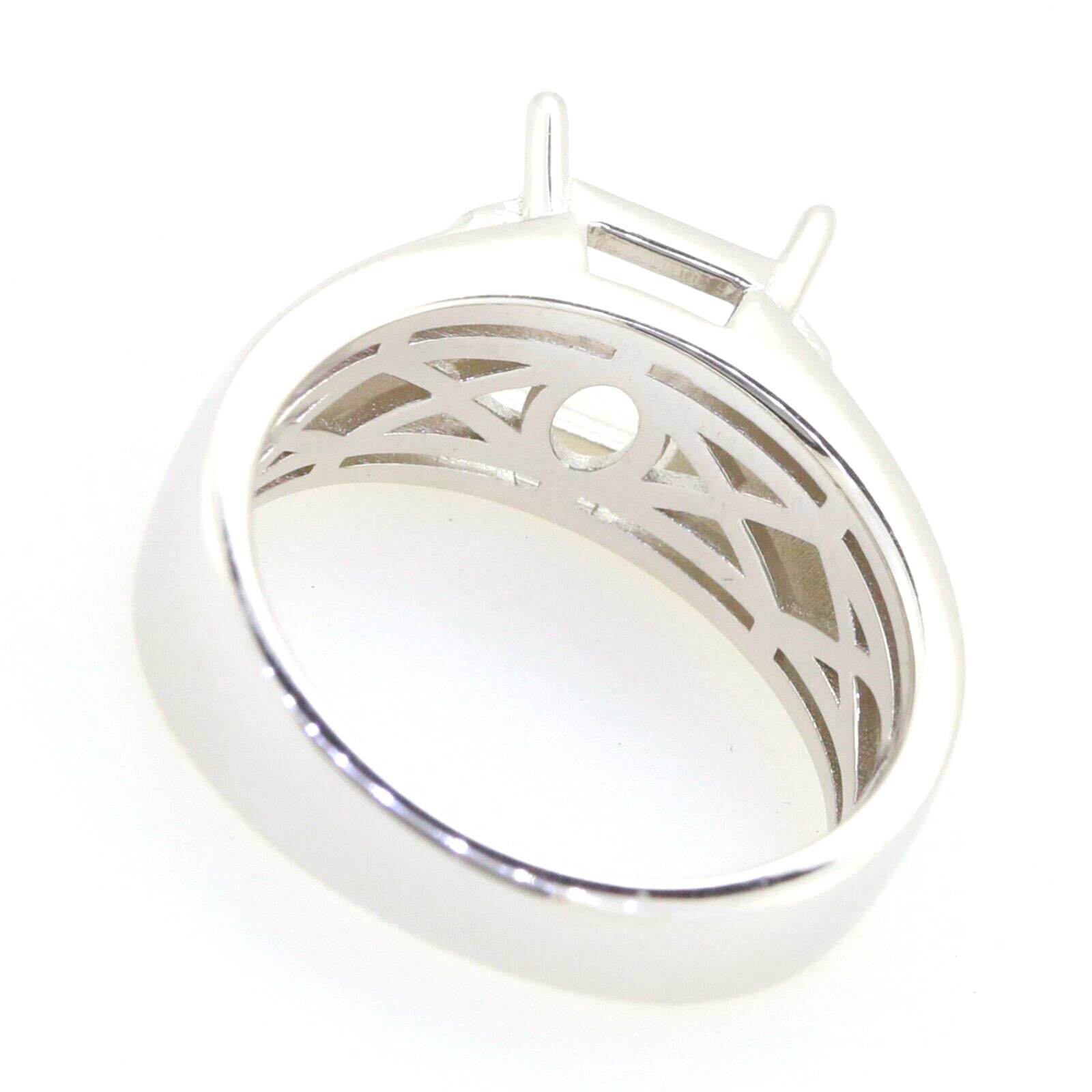 Men's Sterling Silver Semi Mount Ring Setting Emerald OCT 8X8mm - Syzjewelry