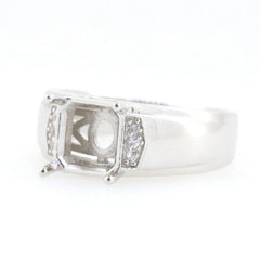 Men's Sterling Silver Semi Mount Ring Setting Emerald OCT 8X8mm - Syzjewelry