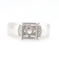 Men's Sterling Silver Semi Mount Ring Setting Emerald OCT 8X8mm - Syzjewelry