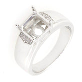 Men's Sterling Silver Semi Mount Ring Setting Emerald OCT 8X8mm - Syzjewelry