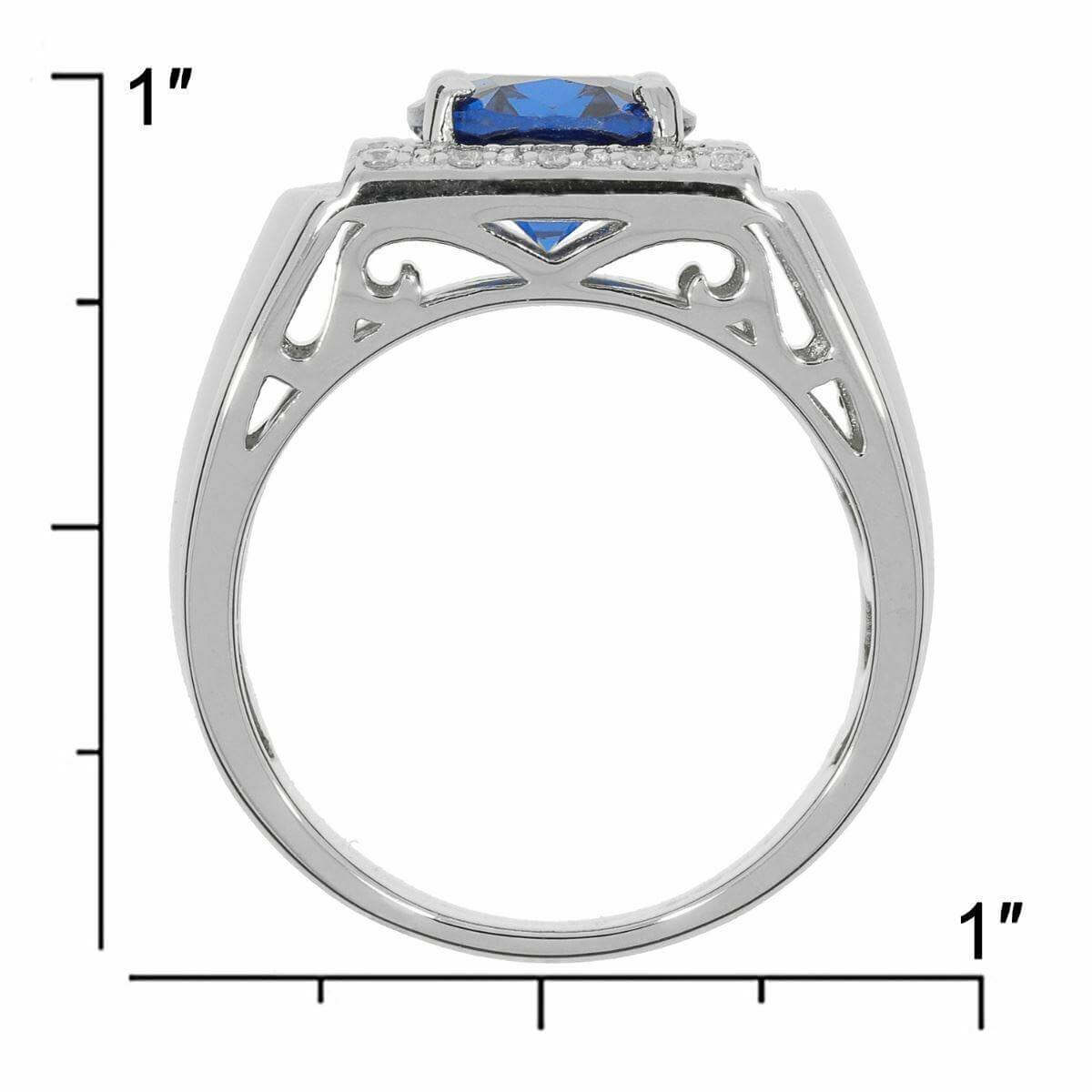 Men's Sterling Silver Semi Mount Ring Setting OV 10X8mm Halo Accent - Syzjewelry