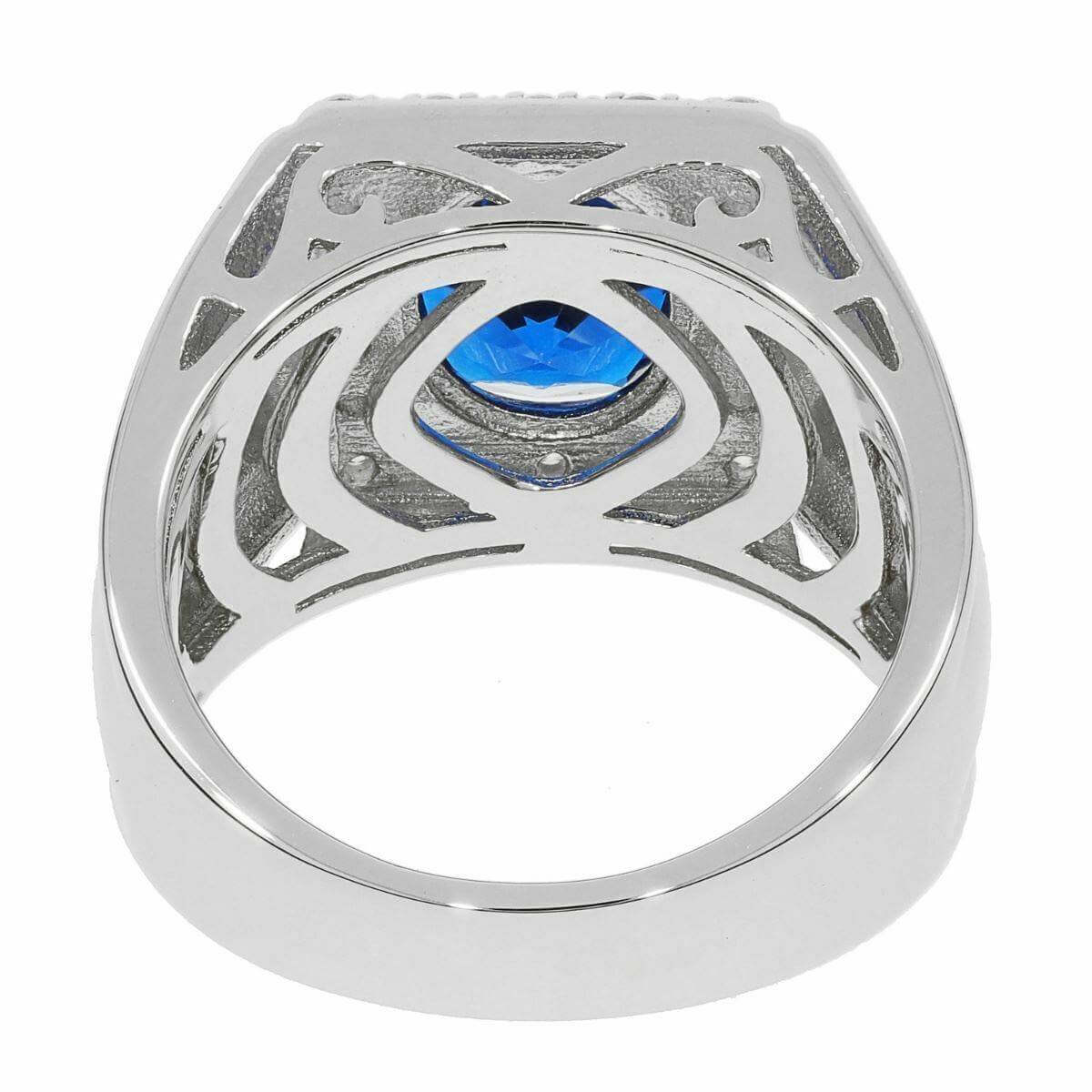 Men's Sterling Silver Semi Mount Ring Setting OV 10X8mm Halo Accent - Syzjewelry