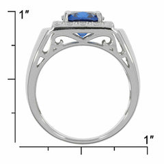 Men's Sterling Silver Semi Mount Ring Setting OV 10X8mm Halo Accent - Syzjewelry