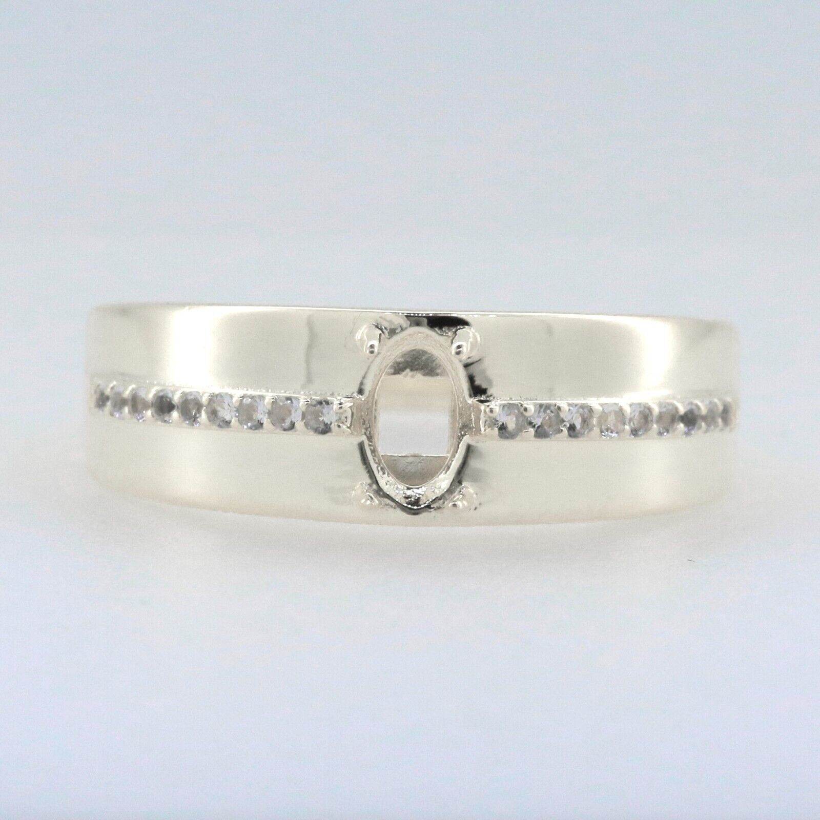 Men's Sterling Silver Semi Mount Ring Setting Oval OV 7X5mm - Syzjewelry