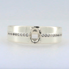 Men's Sterling Silver Semi Mount Ring Setting Oval OV 7X5mm - Syzjewelry
