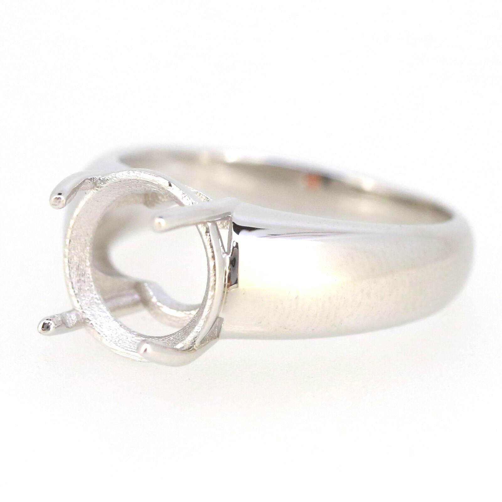 Men's Sterling Silver Semi Mount Ring Setting Round RD 11x11mm Male - Syzjewelry