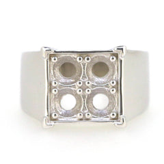Men’s Sterling Silver Semi Mount Ring Setting – Round RD 5x5mm Solitaire Style - Syzjewelry