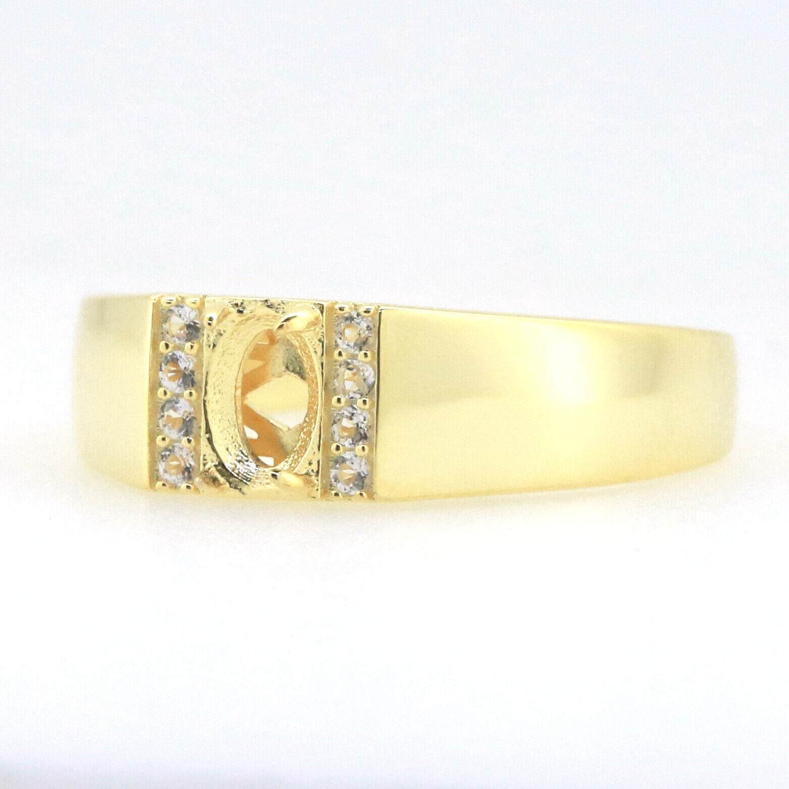 Men's Sterling Silver Semi Mount Ring Setting Oval OV 7X5mm - Syzjewelry