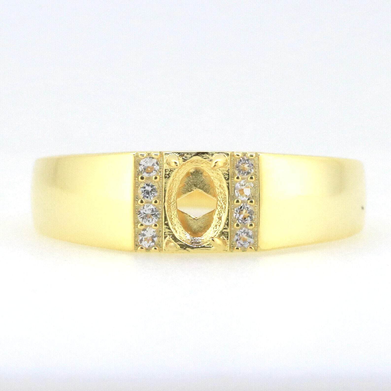 Men's Sterling Silver Semi Mount Ring Setting Oval OV 7X5mm - Syzjewelry