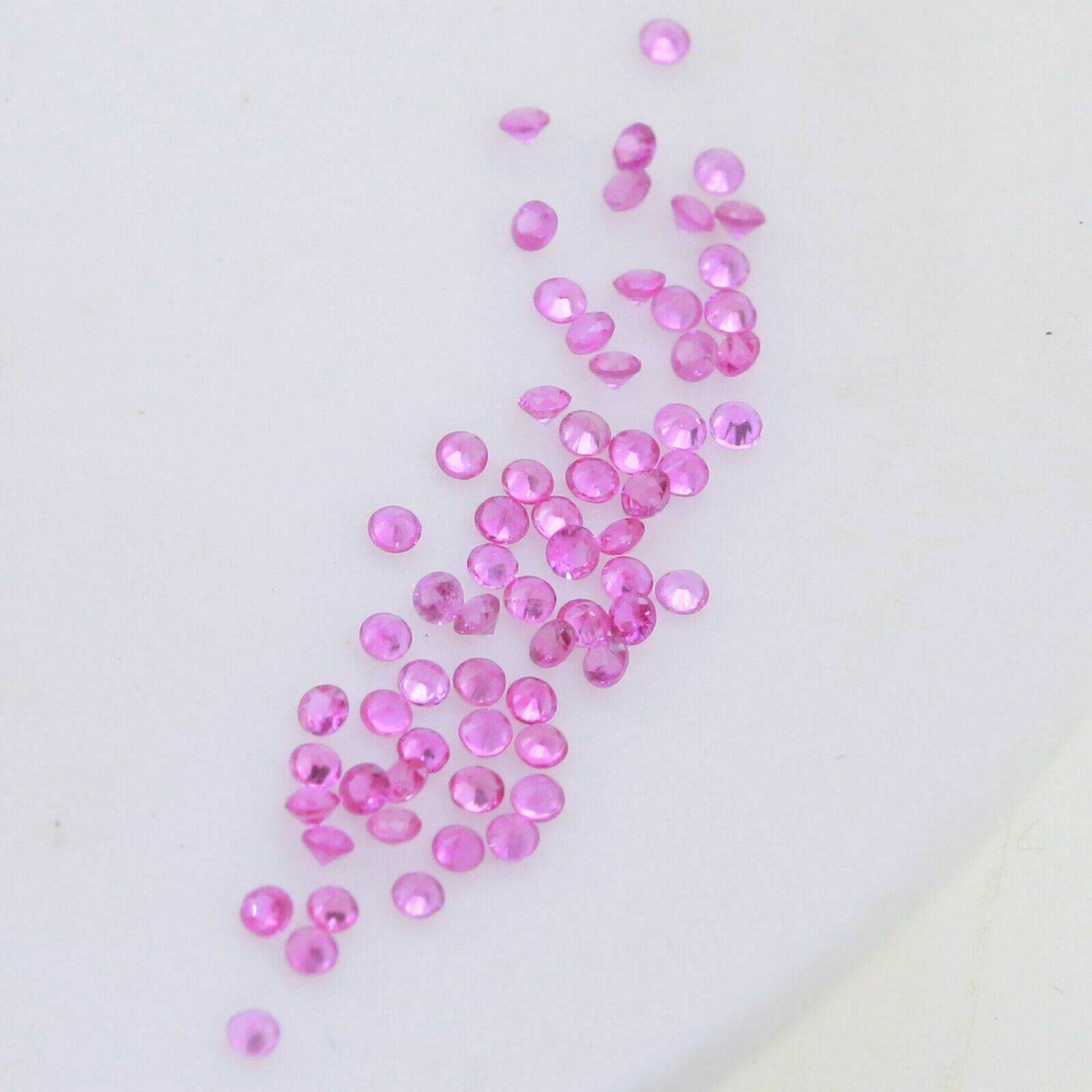 Natural Pink Sapphire Round Faceted Cut Loose Gemstone 1 1.3 1.5 1.7 2 mm lot - Syzjewelry