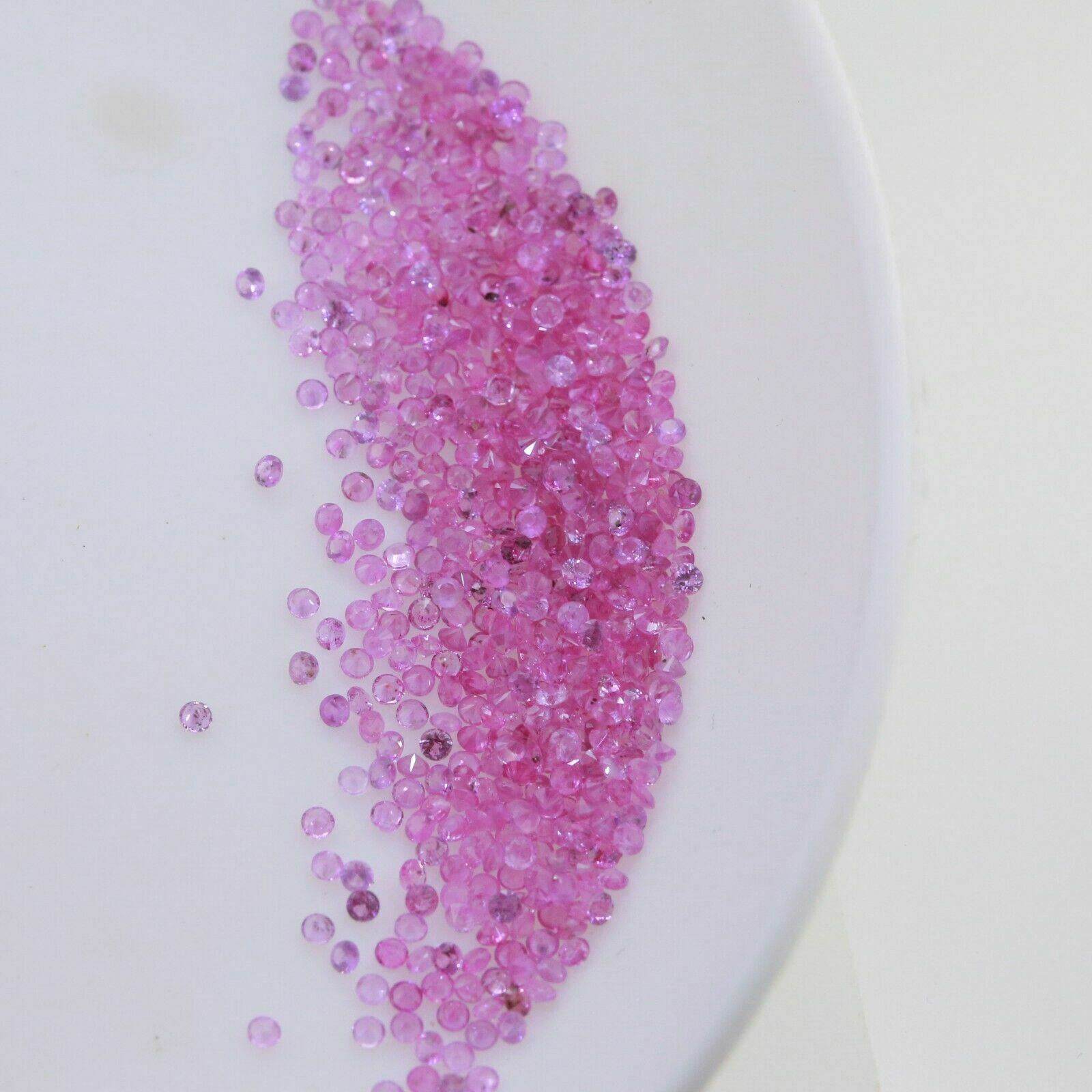 Natural Pink Sapphire Round Faceted Cut Loose Gemstone 1 1.3 1.5 1.7 2 mm lot - Syzjewelry