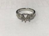 Custom Platinum Semi Mount Ring Setting Heart HT 6.5mm Syzjewelry