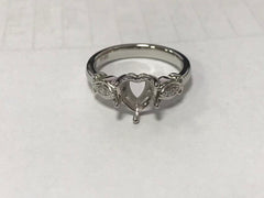 Custom Platinum Semi Mount Ring Setting Heart HT 6.5mm Syzjewelry