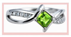 Sterling Silver Ring with Cushion CU 5x5mm Bright Green Peridot White Topaz Size 11 Syzjewelry