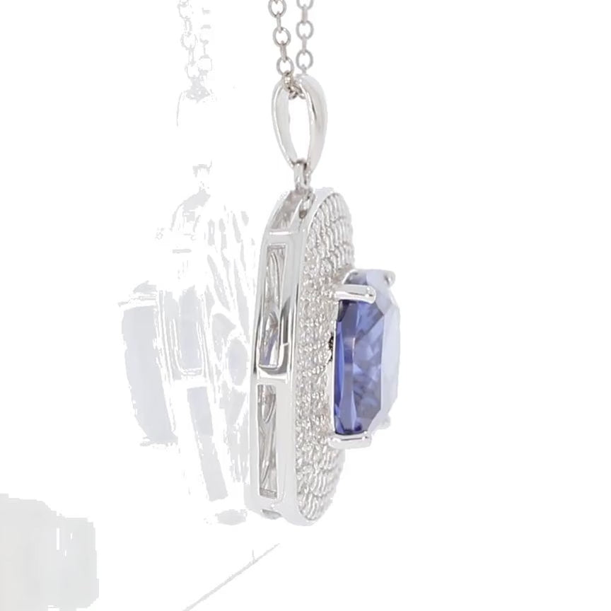 Sterling Silver Semi Mount Pendant Setting CU 12X12mm Triple Halo W/ White Topaz