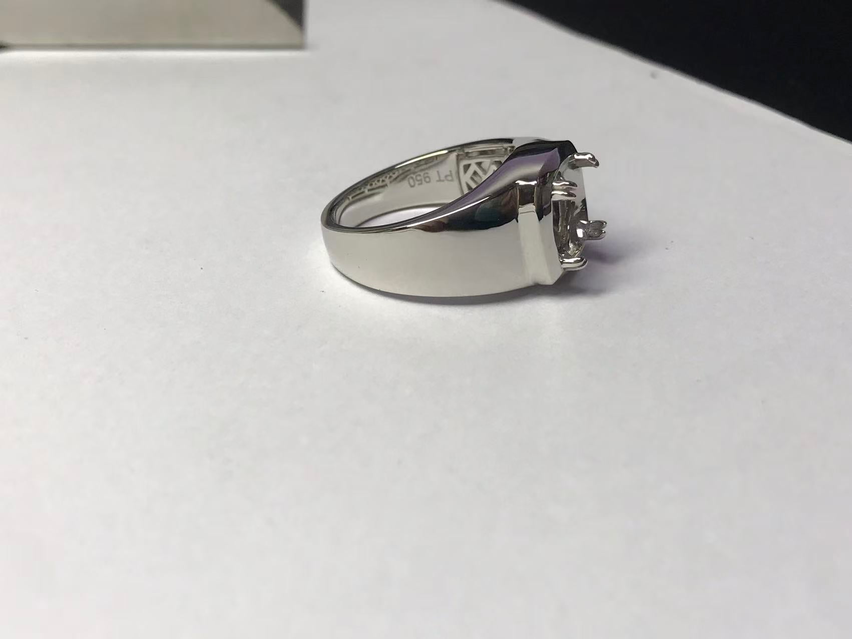 Platinum Semi Mount Ring Setting Round RD 10x10mm Men's Ring Setting Full Bezel Set Syz Jewelry