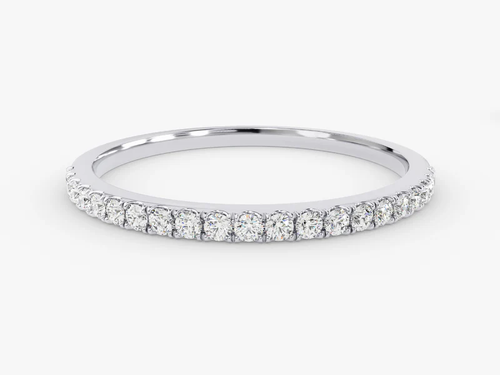 14K White Gold Ring Half Eternity Wedding Band with Lab Diamonds Size 5.5 Syzjewelry