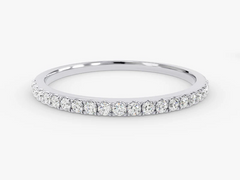 14K White Gold Ring Half Eternity Wedding Band with Lab Diamonds Size 5.5 Syzjewelry