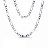 Sterling silver Figaro chain necklace available in multiple lengths: 16" to 24". Solid 925 metal design.