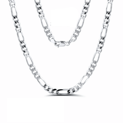 Sterling silver Figaro chain necklace available in multiple lengths: 16" to 24". Solid 925 metal design.