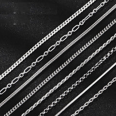 Various styles of silver sterling Figaro chain necklaces in 925 quality, showcasing elegant designs for jewelry lovers.