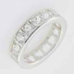 Sterling SilverFull Eternity Band Ring White Topaz 4mm Stone White Topaz N00 - Syzjewelry
