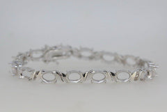Sterling Silver Semi Mount Bracelet Setting Oval OV 8X6mm White Topaz - Syzjewelry