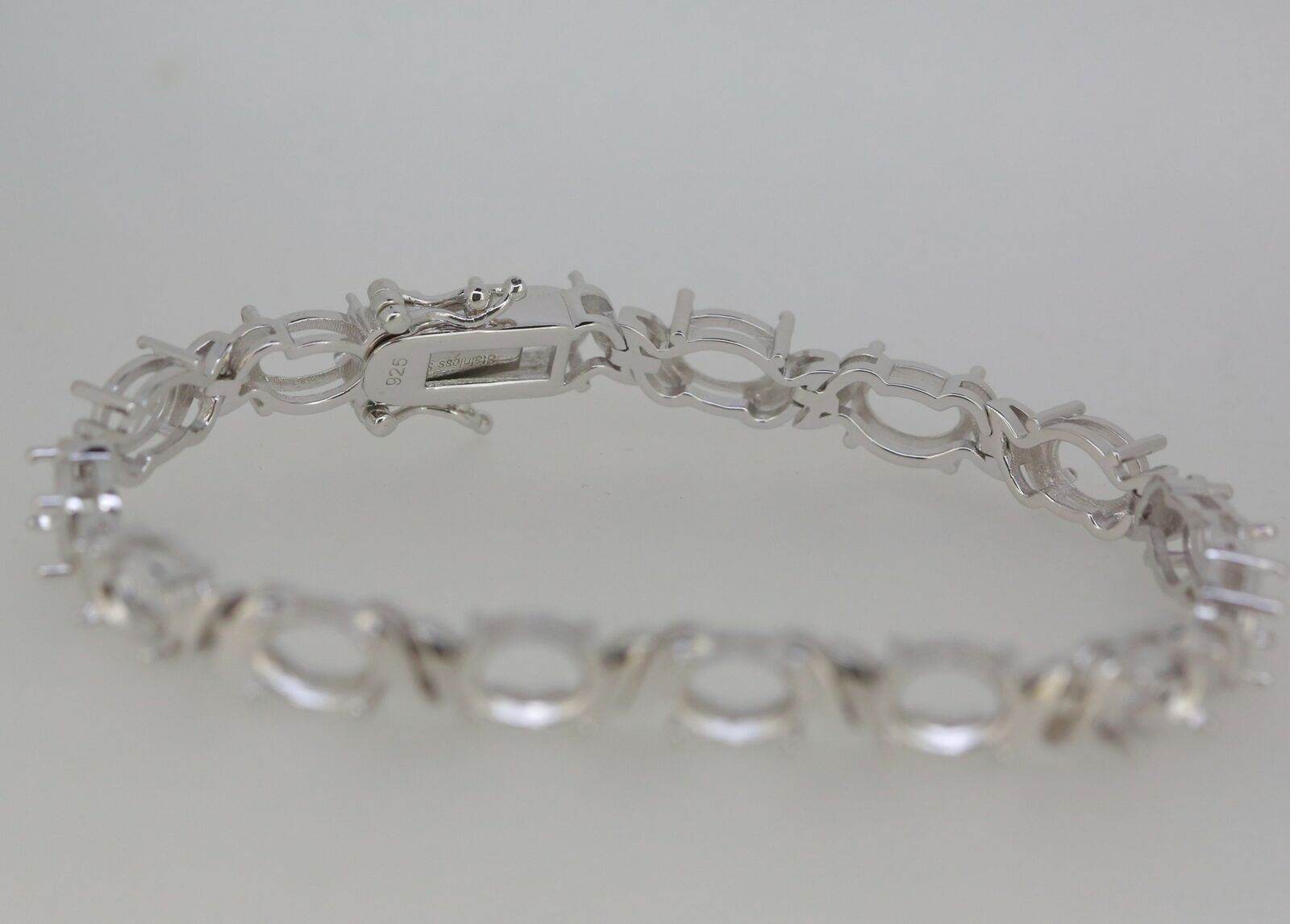 Sterling Silver Semi Mount Bracelet Setting Oval OV 8X6mm White Topaz - Syzjewelry