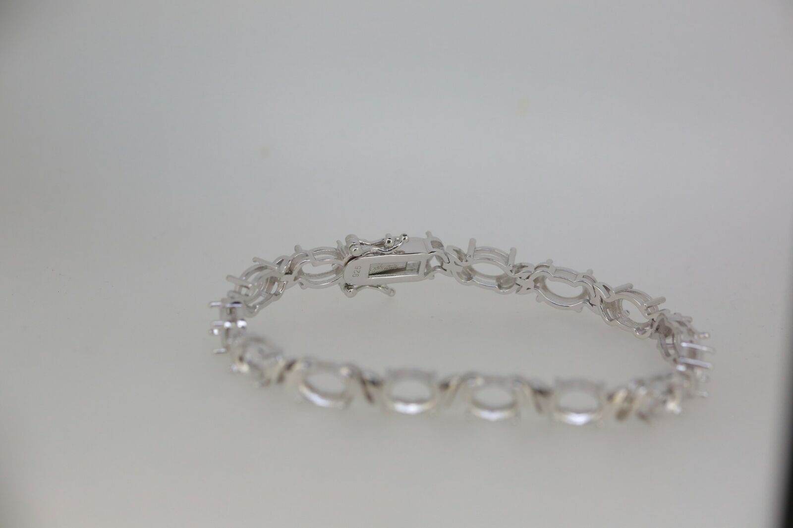 Sterling Silver Semi Mount Bracelet Setting Oval OV 8X6mm White Topaz - Syzjewelry