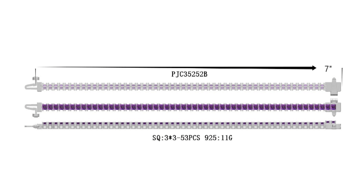 Sterling Silver Semi Mount Bracelet Setting Princess SQ 3X3mm Tennis - Syzjewelry