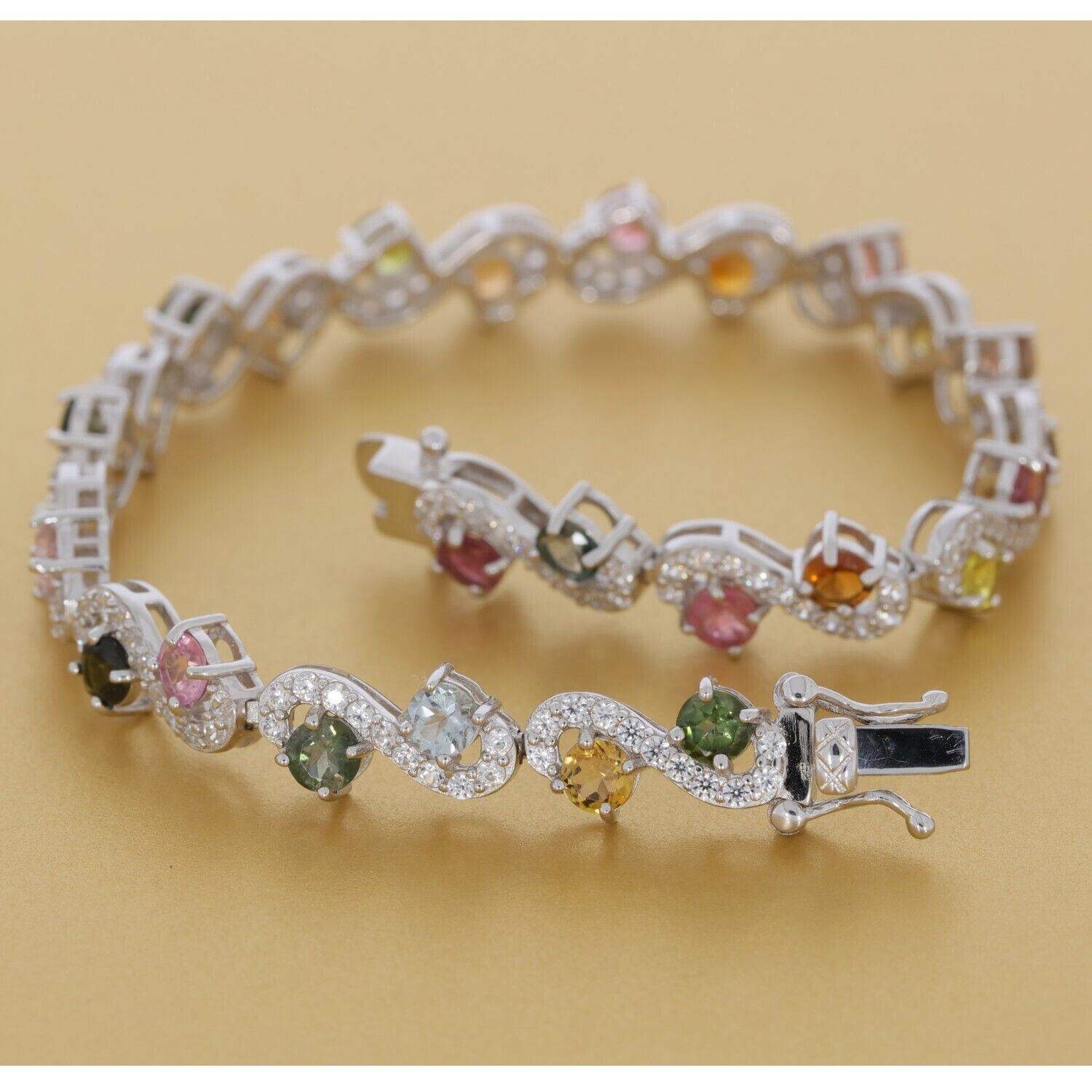 Sterling Silver Semi Mount Bracelet Setting Round RD 4x4mm w/ Accent - Syzjewelry