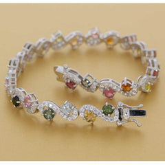 Sterling Silver Semi Mount Bracelet Setting Round RD 4x4mm w/ Accent - Syzjewelry