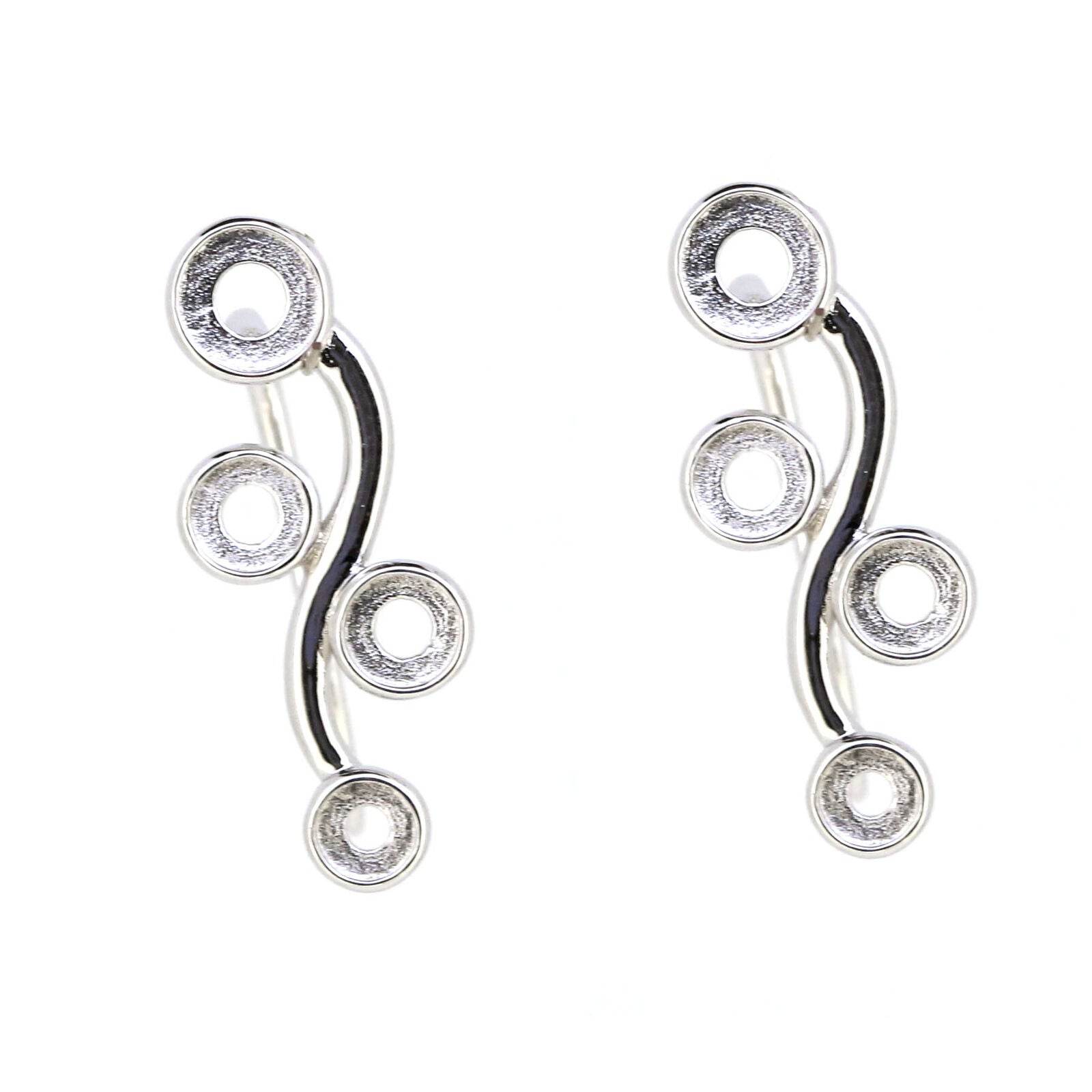 Sterling silver Semi Mount Earrings Setting RD 5x5 4x4 3.5x3.5mm Hook - Syzjewelry