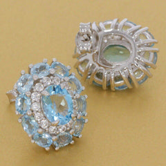 Sterling Silver Semi Mount Earrings Setting Oval OV 8x6mm White Topaz N0201P - Syzjewelry