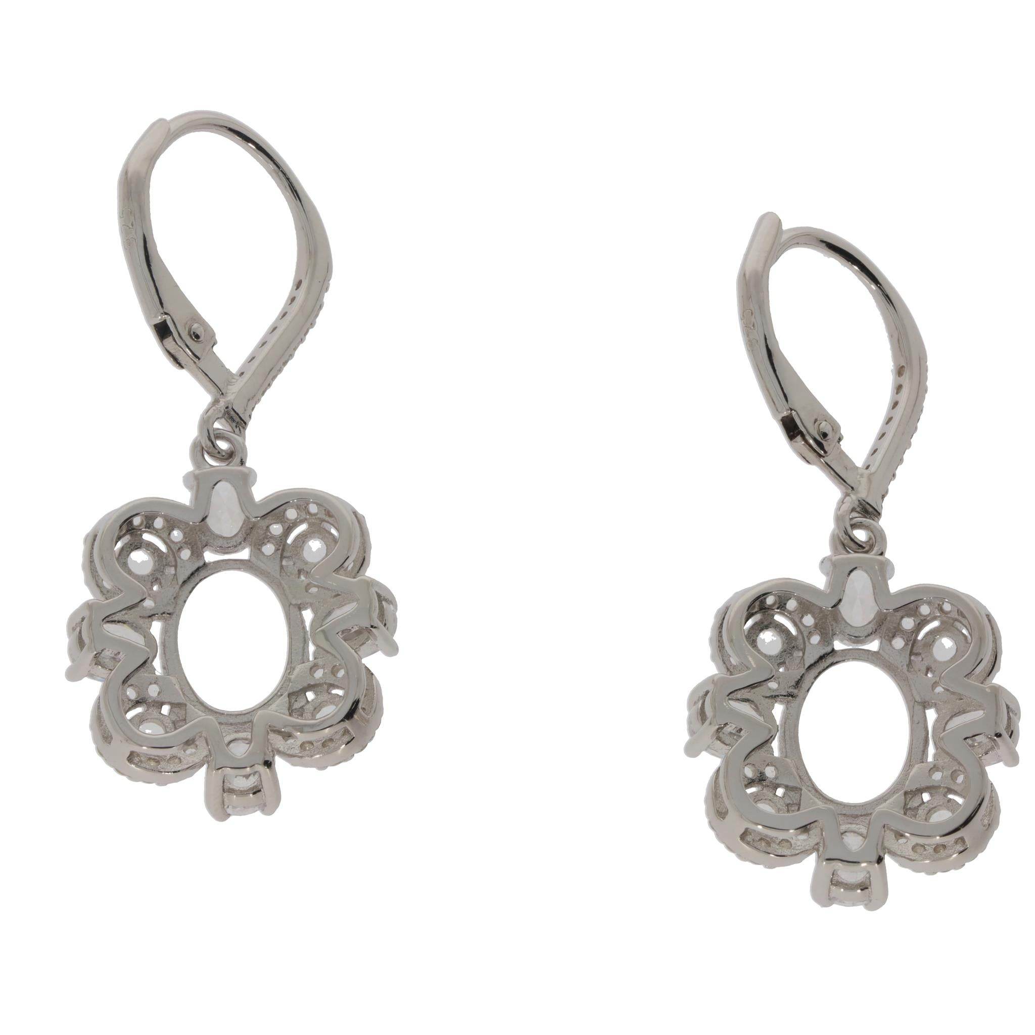 Sterling Silver Semi Mount Earrings Setting Oval OV 9x7mm PJC3077E - Syzjewelry