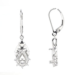 Sterling Silver Semi Mount Earrings Setting Pear PE 8x5mm White Topaz - Syzjewelry