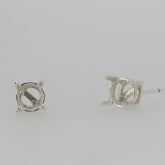 Sterling Silver Semi Mount Earrings Setting RD 6x6mm Stud 4 Prongs Stud L496E496 - Syzjewelry
