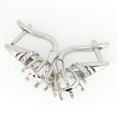 Sterling Silver Semi Mount Earrings Setting Round RD 8x8mm No Rhodium Plated - Syzjewelry